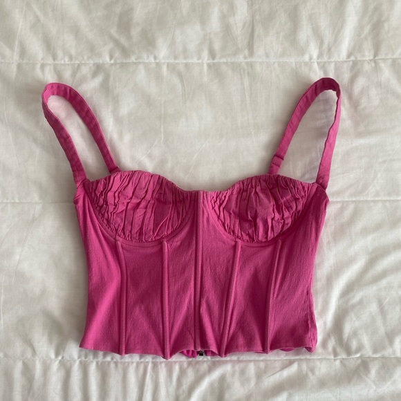 Princess Polly Pink Zipper Corset Top - Picture 1 of 5